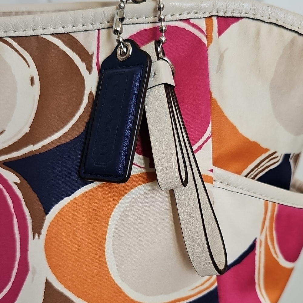 Coach 2013 Muticolor Part Op Ast Satin and Leather Carrie Tote - Picture 3 of 14
